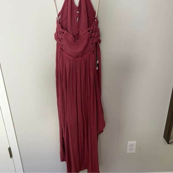 Free People Coconuts All Day Maxi Boho RARE Cutout Dress Dusty Pink Medium - Picture 6 of 10